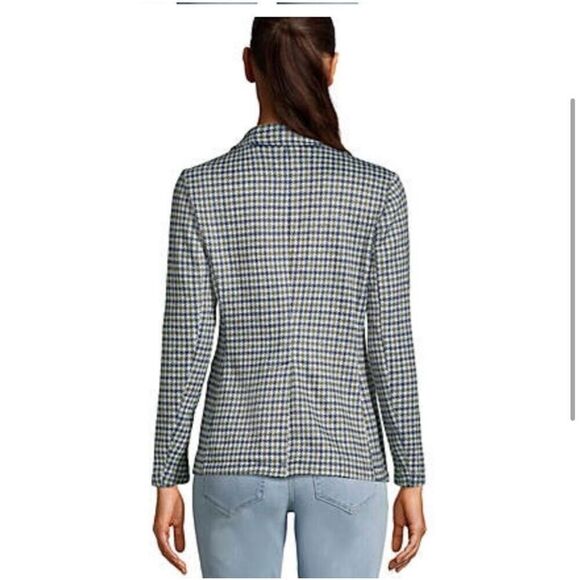 Lands End Blue Herringbone Fleece Blazer Jacket sz M NWT - Picture 2 of 9